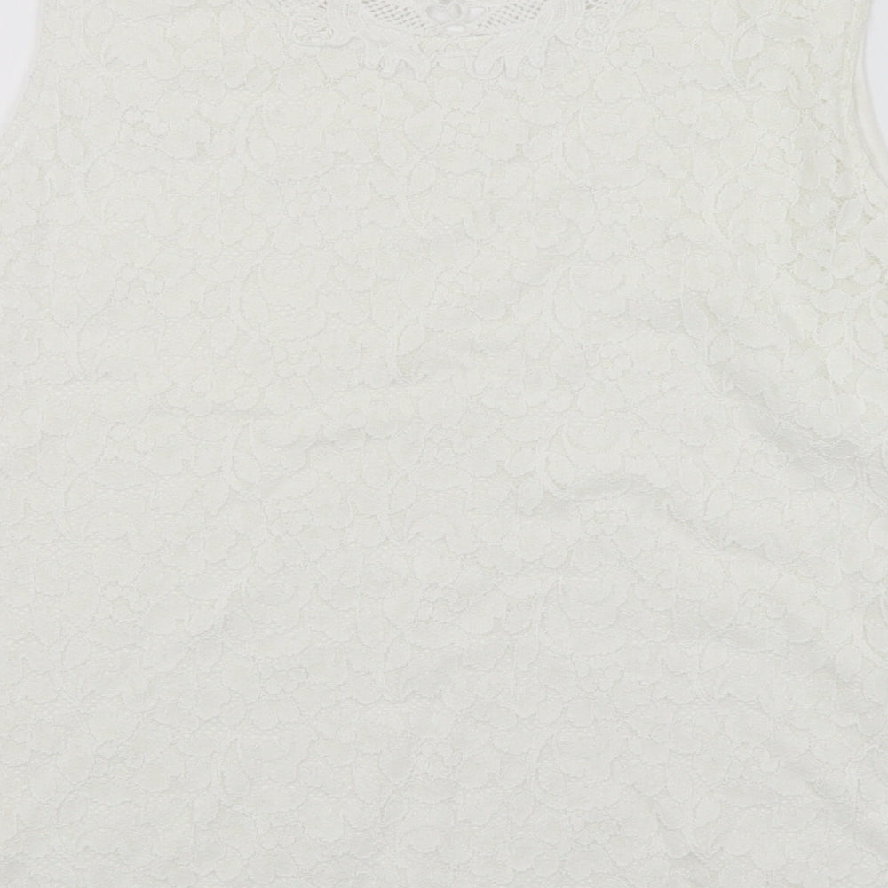 Womens UK Size 16 Preworn White Basic Tank
