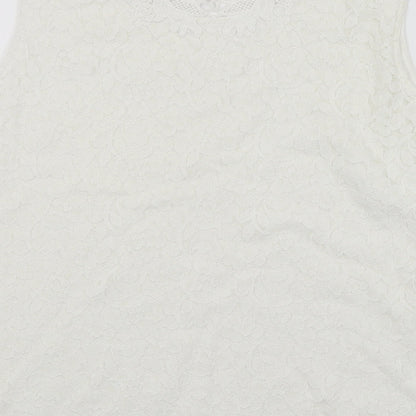 Womens UK Size 16 Preworn White Basic Tank