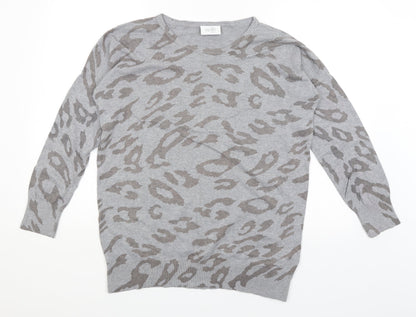 Wallis Womens Grey Animal Print  Basic T-Shirt Size S