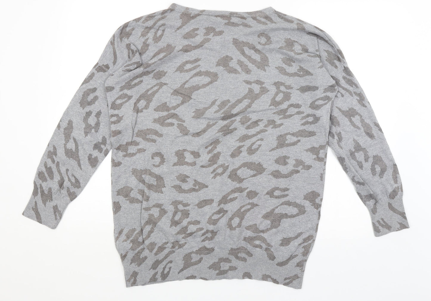 Wallis Womens Grey Animal Print  Basic T-Shirt Size S