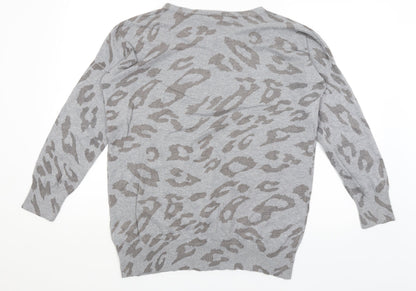 Wallis Womens Grey Animal Print  Basic T-Shirt Size S