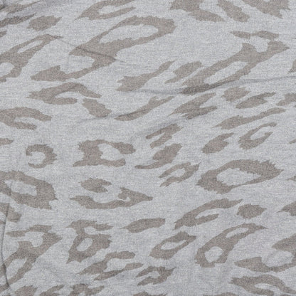 Wallis Womens Grey Animal Print  Basic T-Shirt Size S