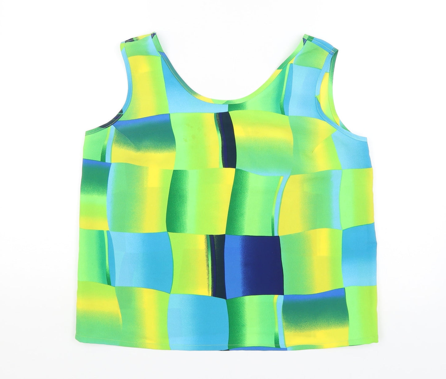 Roman Womens Green Check  Cropped Tank Size 14