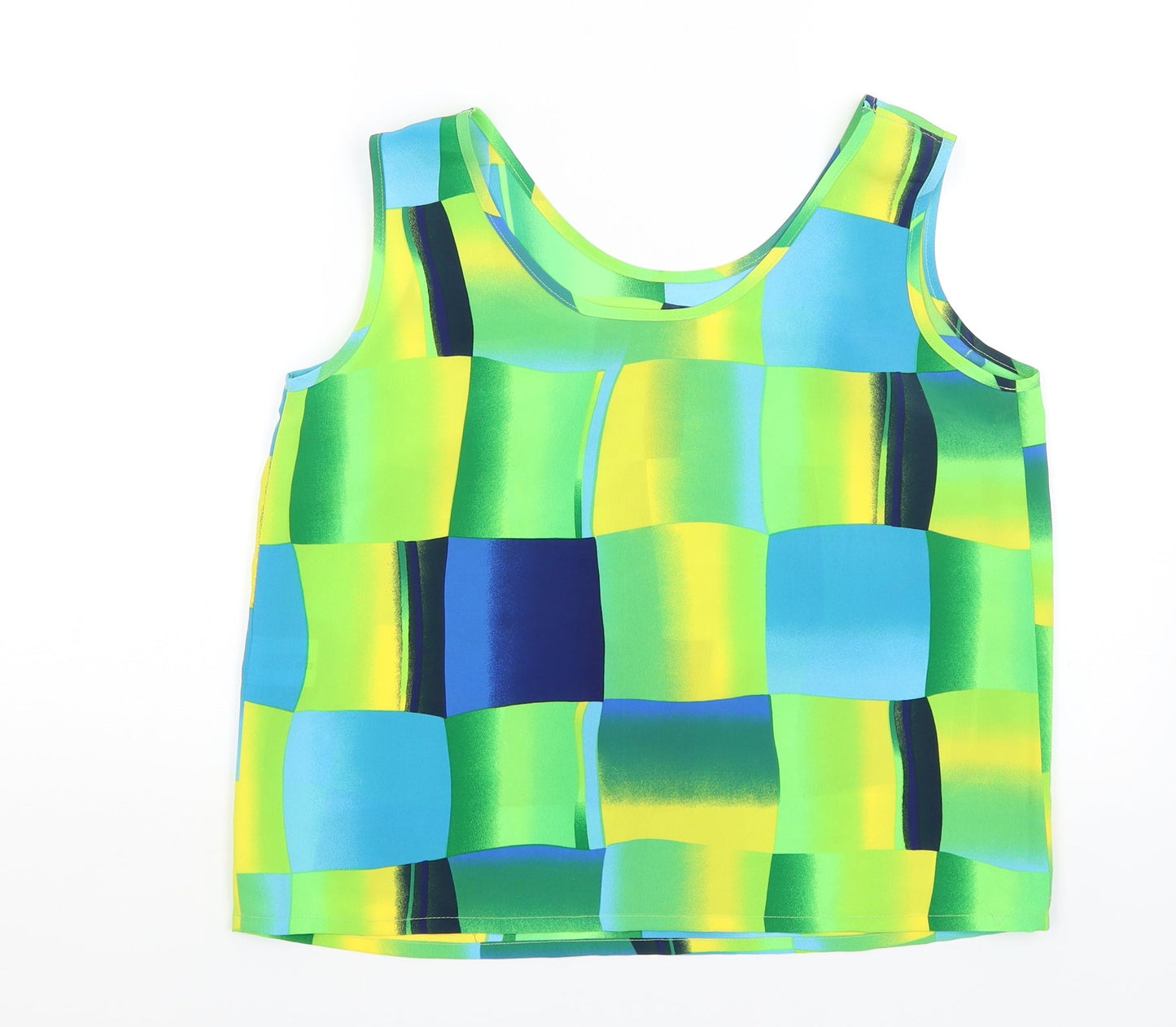 Roman Womens Green Check  Cropped Tank Size 14