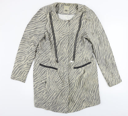 pbo  Womens Beige Animal Print  Jacket Coat Size 10