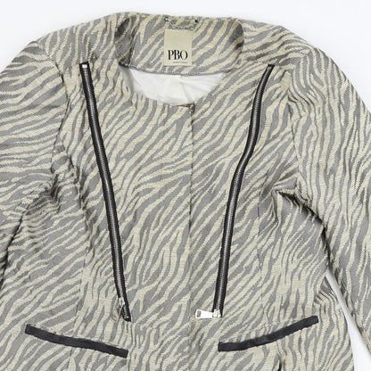 pbo  Womens Beige Animal Print  Jacket Coat Size 10