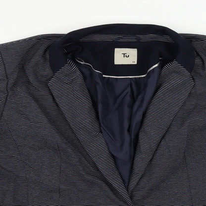 TU Womens Blue Striped  Jacket Blazer Size 16