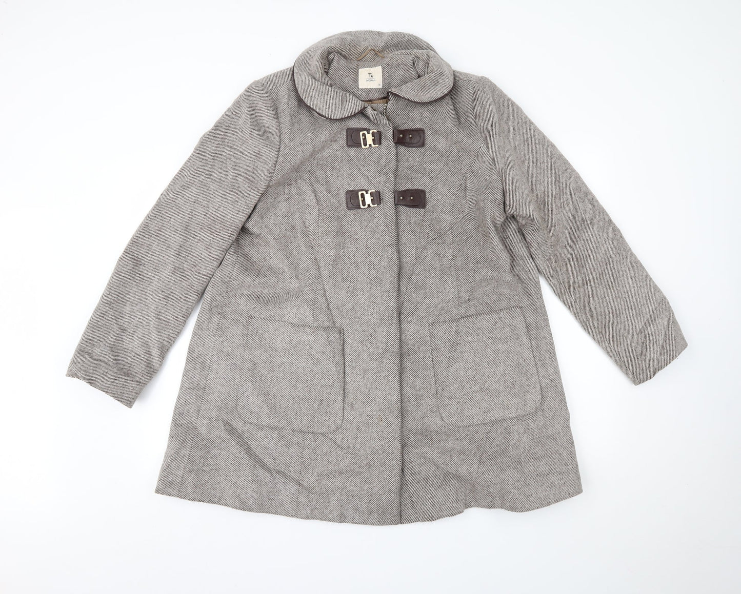 TU Womens Beige   Overcoat Coat Size 14