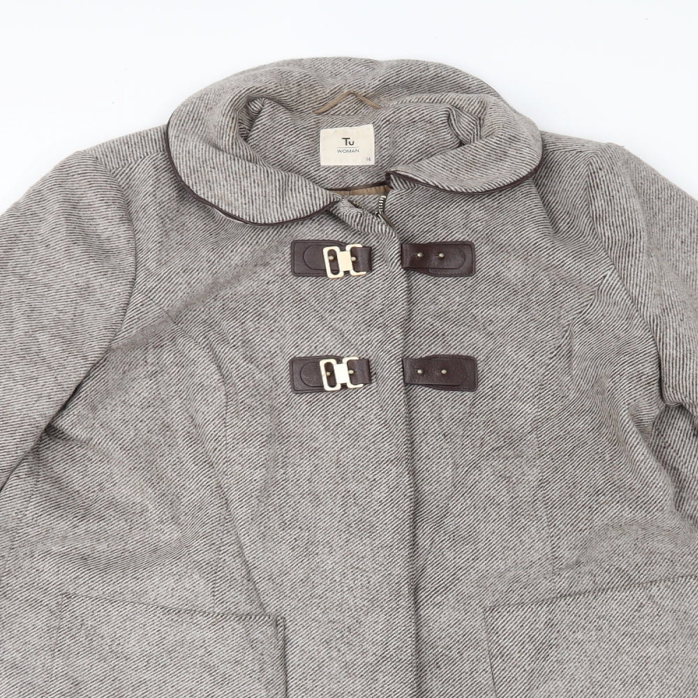 TU Womens Beige   Overcoat Coat Size 14