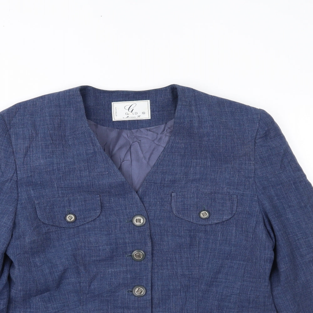 Womens UK Size 12 Gold by Michael H Blue Jacket