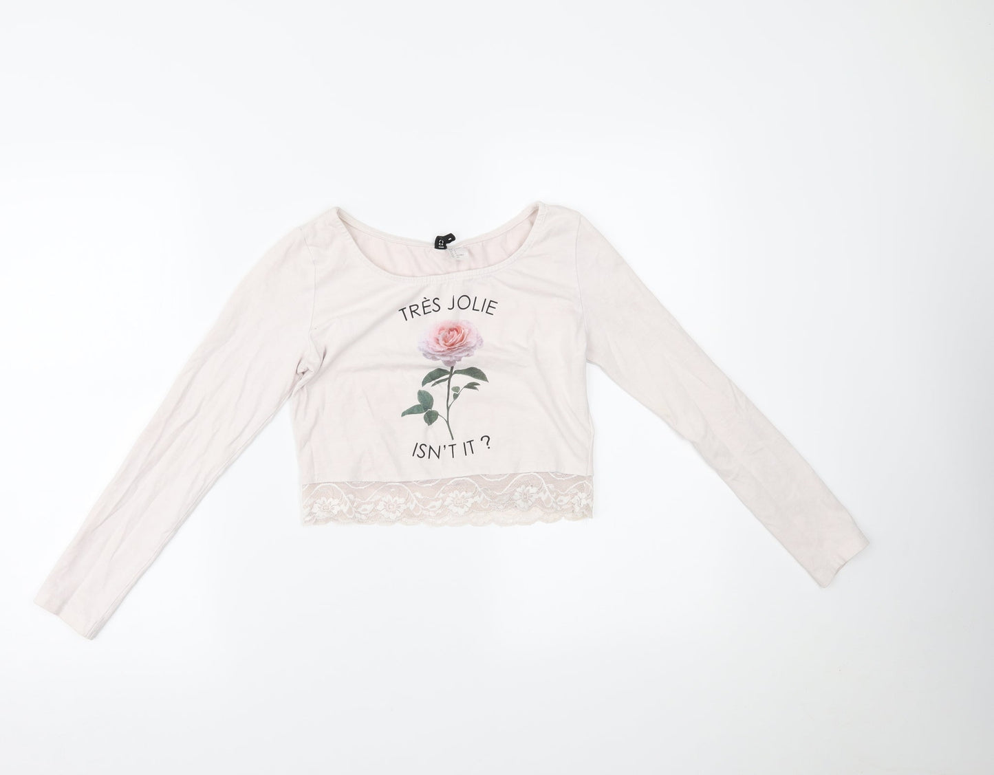 Womens UK Size S H&M Pink Cropped Blouse