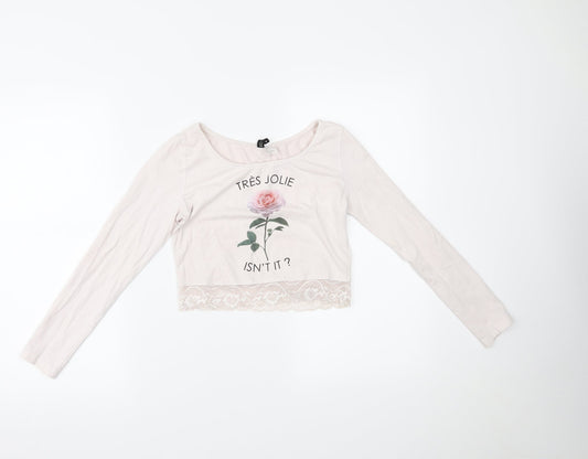 Womens UK Size S H&M Pink Cropped Blouse