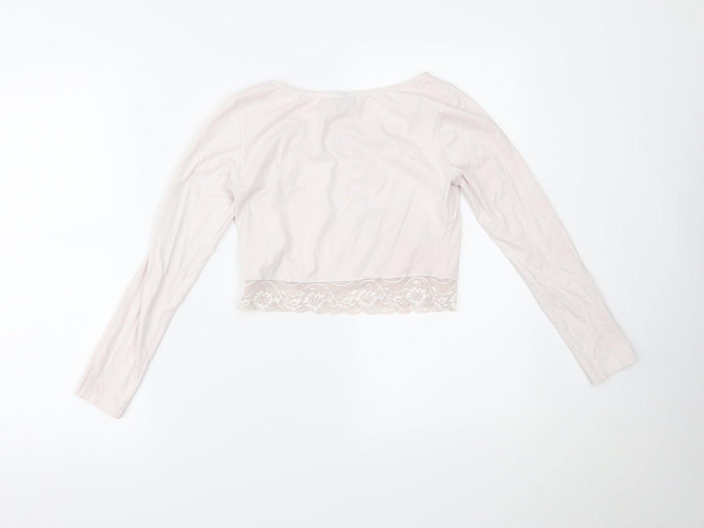 Womens UK Size S H&M Pink Cropped Blouse