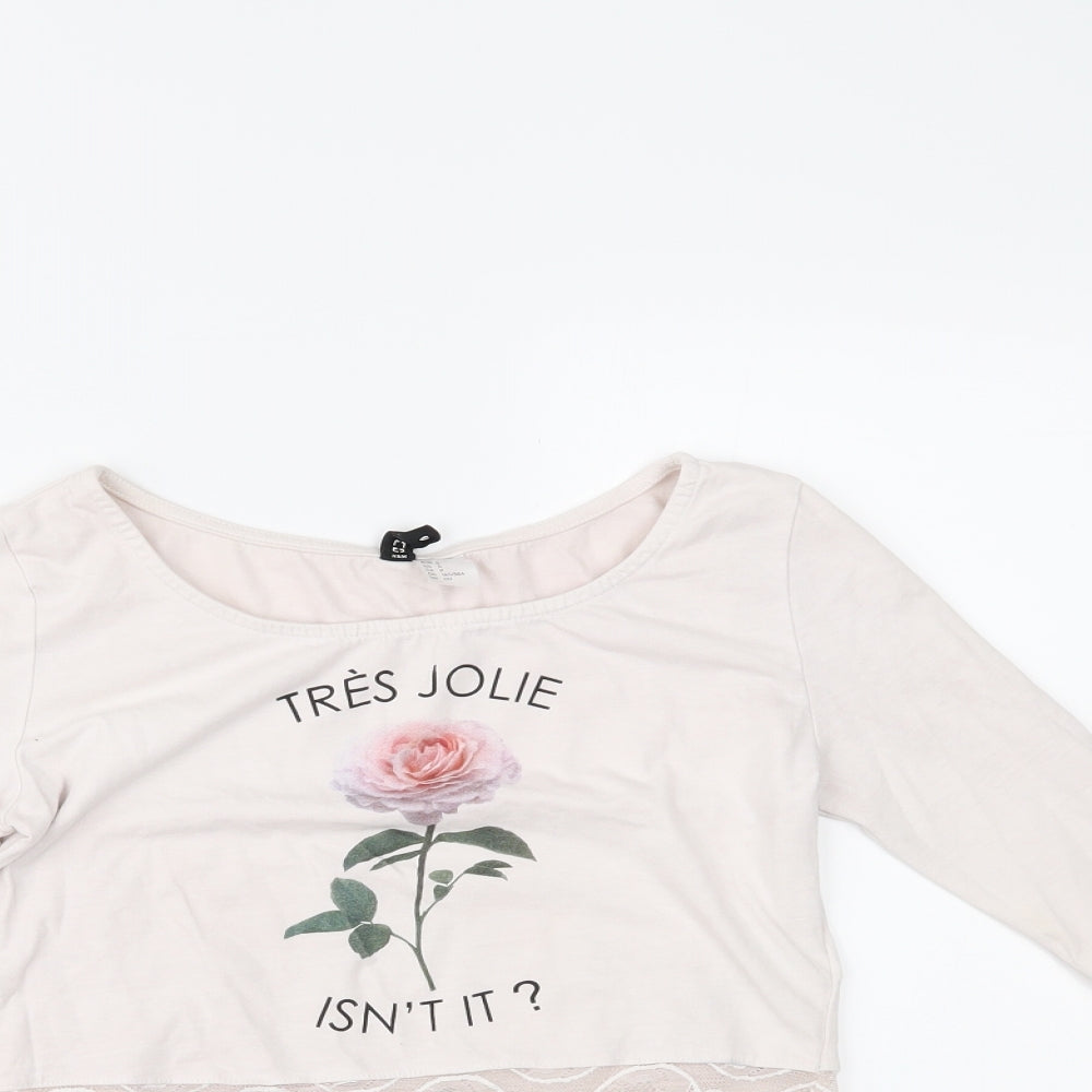 Womens UK Size S H&M Pink Cropped Blouse