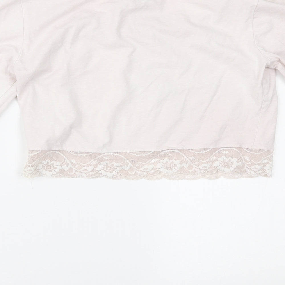 Womens UK Size S H&M Pink Cropped Blouse