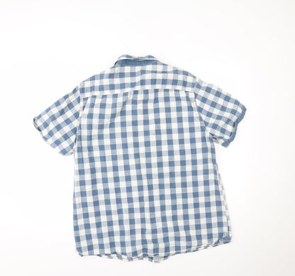 F&F Mens Blue Plaid   Button-Up Size XL
