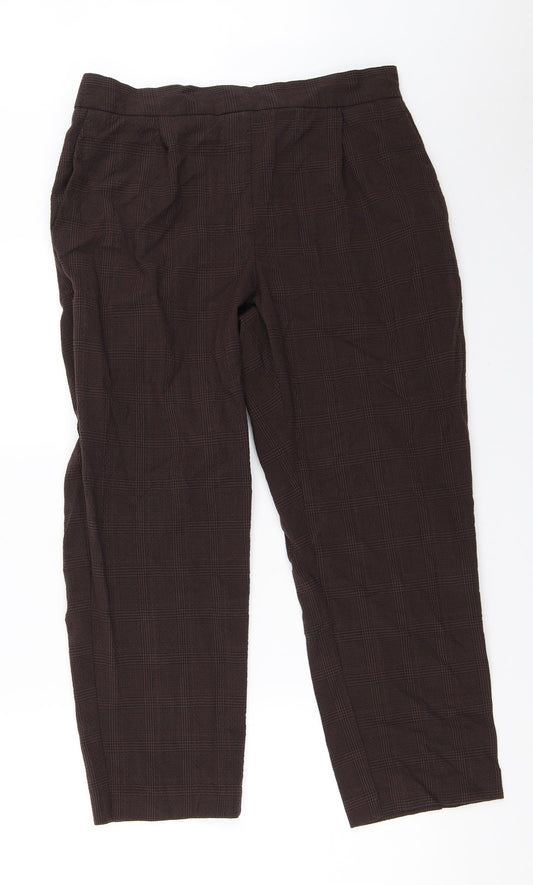 Womens UK Size 44 H&M Regular Fit Capri Brown Trousers