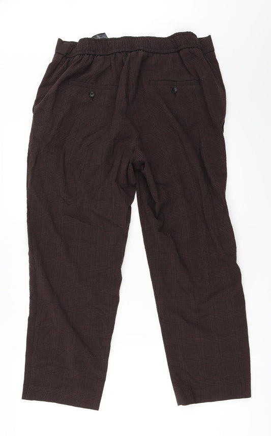 Womens UK Size 44 H&M Regular Fit Capri Brown Trousers
