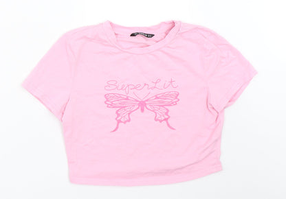 SheIn Womens Pink   Cropped T-Shirt Size M