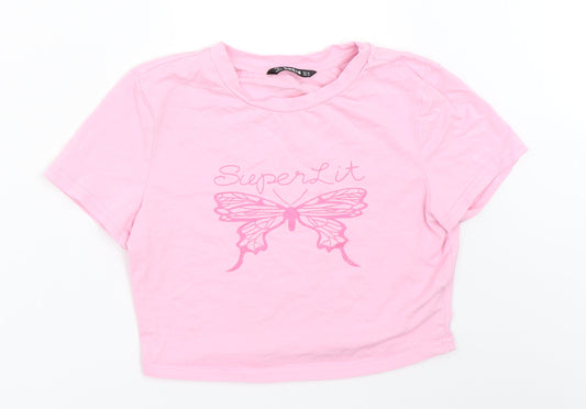 SheIn Womens Pink   Cropped T-Shirt Size M