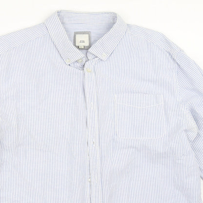 River Island Mens Blue Striped   Button-Up Size L