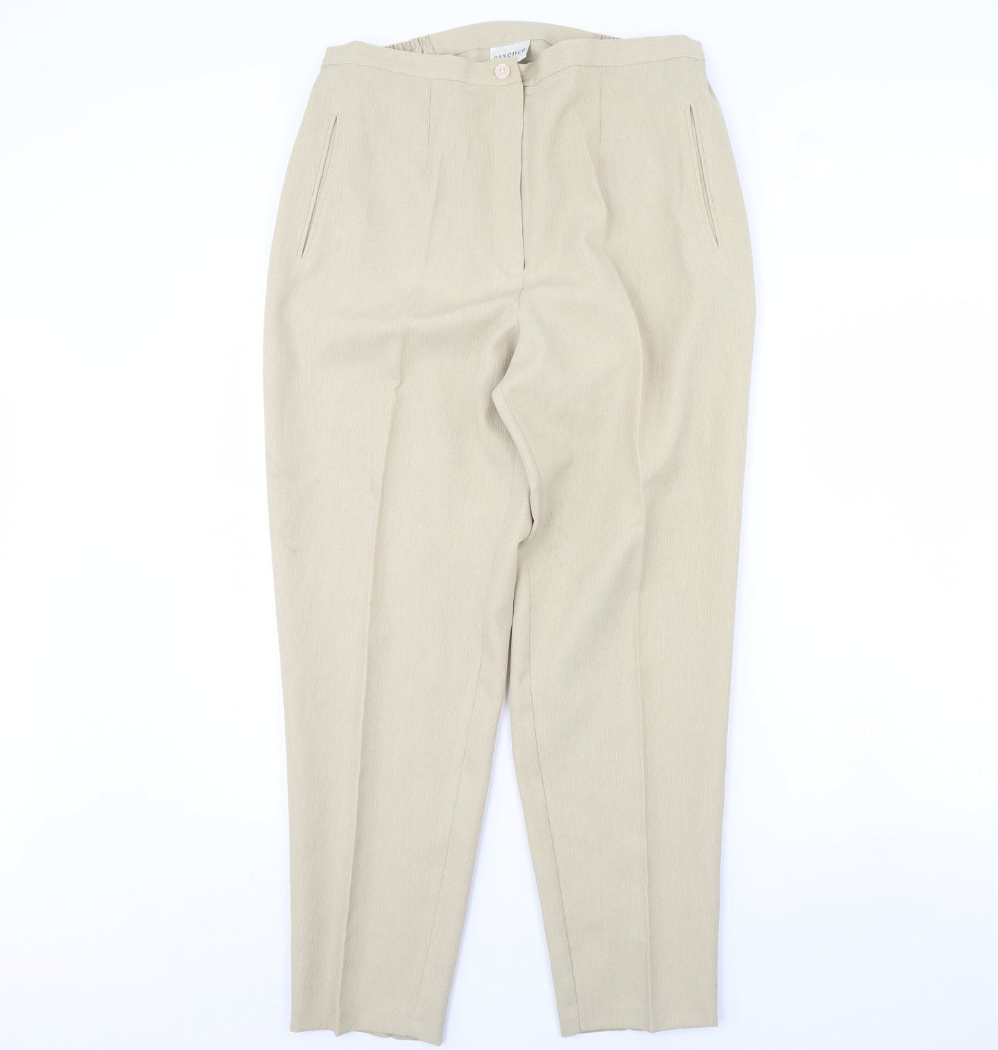 Womens UK Size 16 essence Regular Fit Dress Pants Beige Trousers