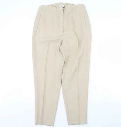 Womens UK Size 16 essence Regular Fit Dress Pants Beige Trousers