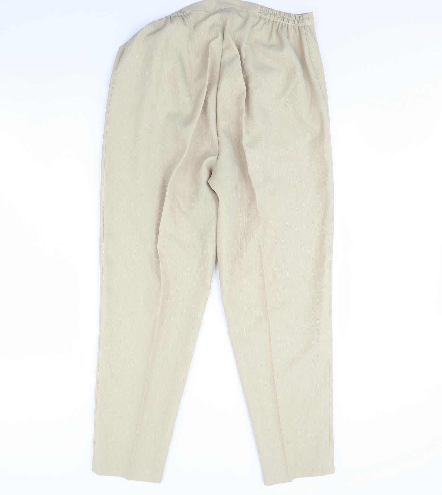 Womens UK Size 16 essence Regular Fit Dress Pants Beige Trousers