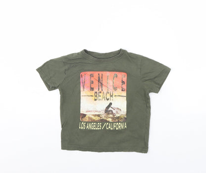 Primark Boys Green   Basic T-Shirt Size 3 Years  - Venice beach