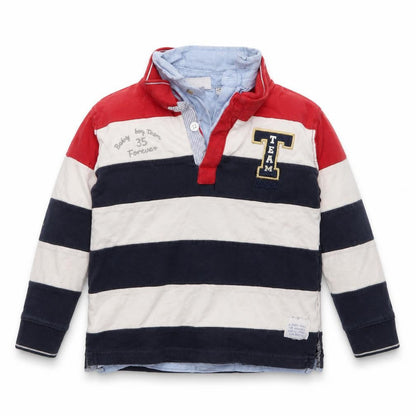 Zara Boys Blue Striped  Henley Jumper Size 2 Years