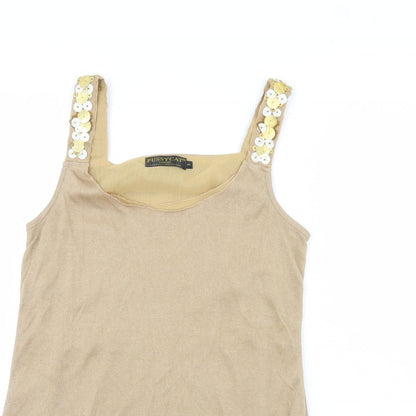 PussyCat Womens Beige   Basic Tank Size S