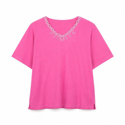 Womens UK Size M Cotswold Pink Basic T-Shirt
