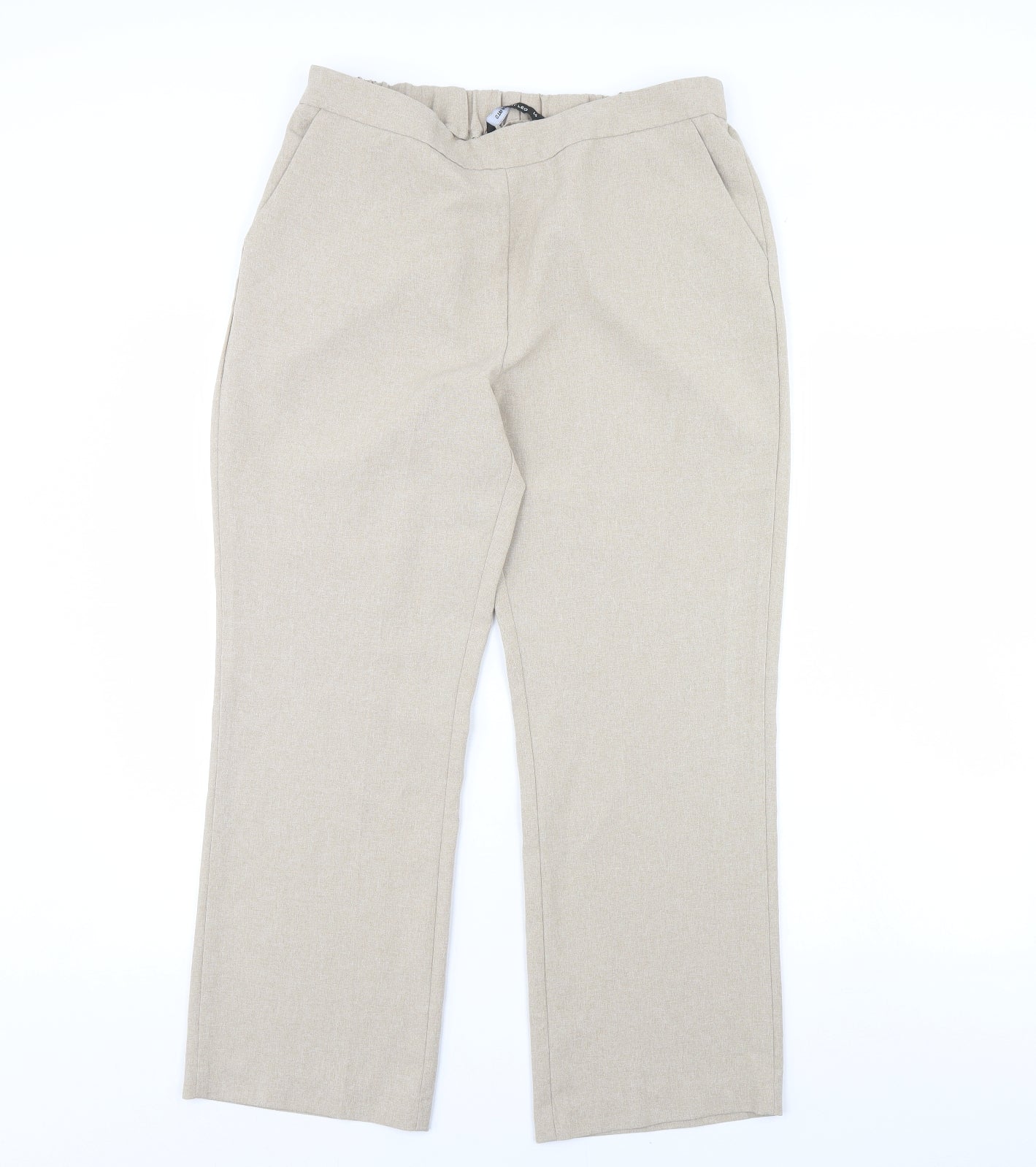 Womens UK Size 14 straight leg Regular Fit Dress Pants Beige Trousers