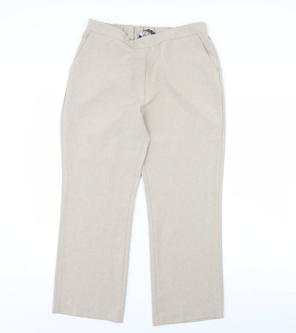 Womens UK Size 14 straight leg Regular Fit Dress Pants Beige Trousers