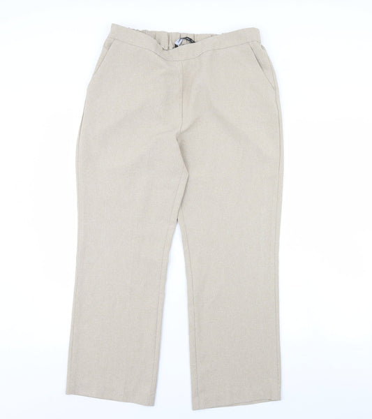Womens UK Size 14 straight leg Regular Fit Dress Pants Beige Trousers