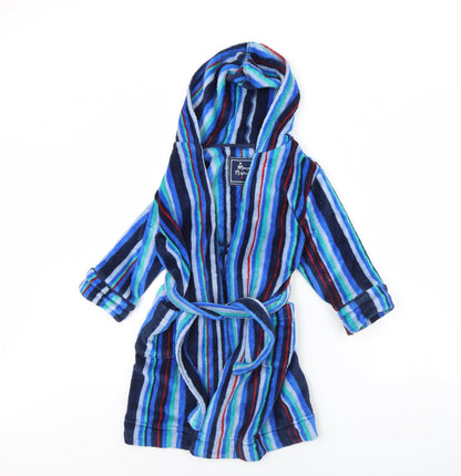 Monsoon Boys Blue Striped Fleece  Robe Size 4 Years