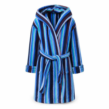 Monsoon Boys Blue Striped Fleece  Robe Size 4 Years