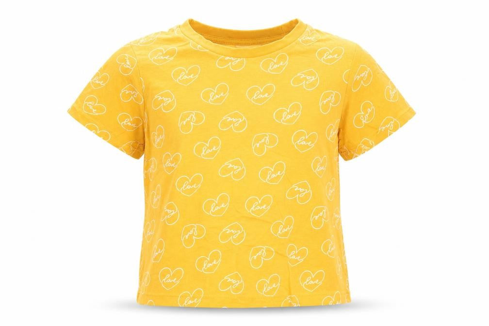 Womens UK Size S Primark Yellow Cropped T-Shirt
