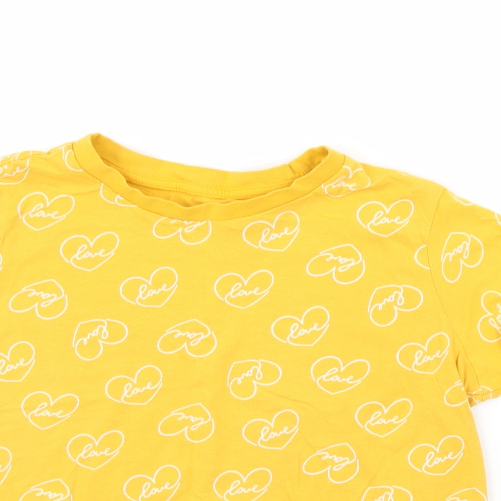 Primark Womens Yellow   Cropped T-Shirt Size S  - Love