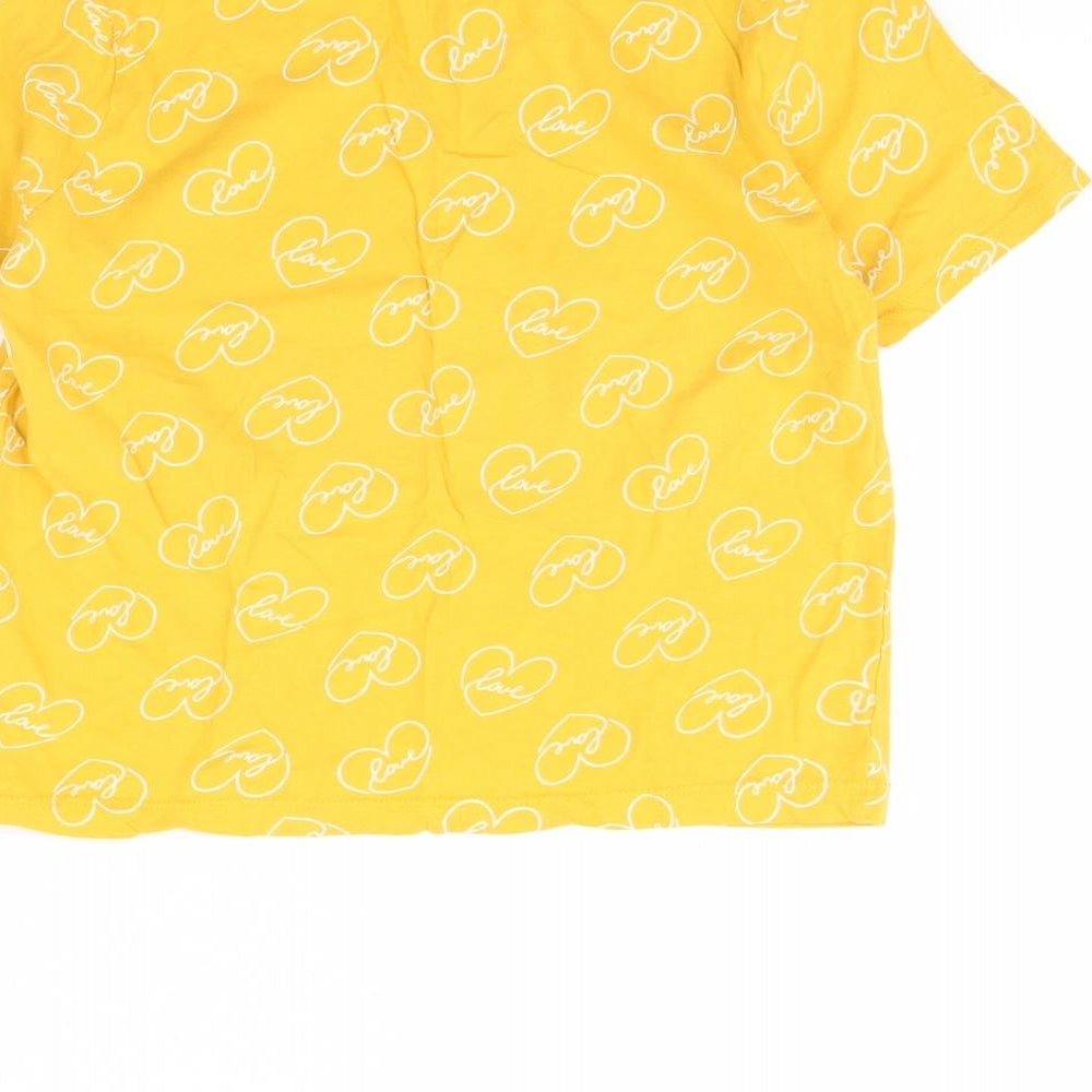 Primark Womens Yellow   Cropped T-Shirt Size S  - Love