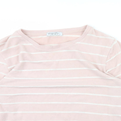 Ginger Lily Womens Pink Striped  Pullover Jumper Size L