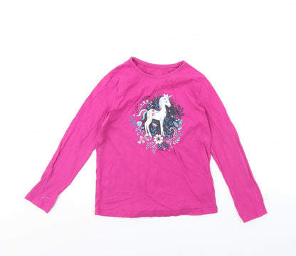 Nutmeg Girls Pink   Basic T-Shirt Size 10 Years  - Unicorn
