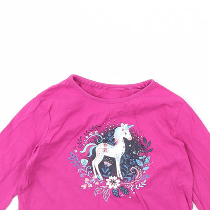 Nutmeg Girls Pink   Basic T-Shirt Size 10 Years  - Unicorn