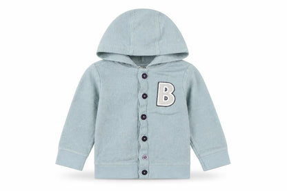 Front view of Ladybird Baby Green Geometric Knit Cardigan Jumper, size 12-18, Months