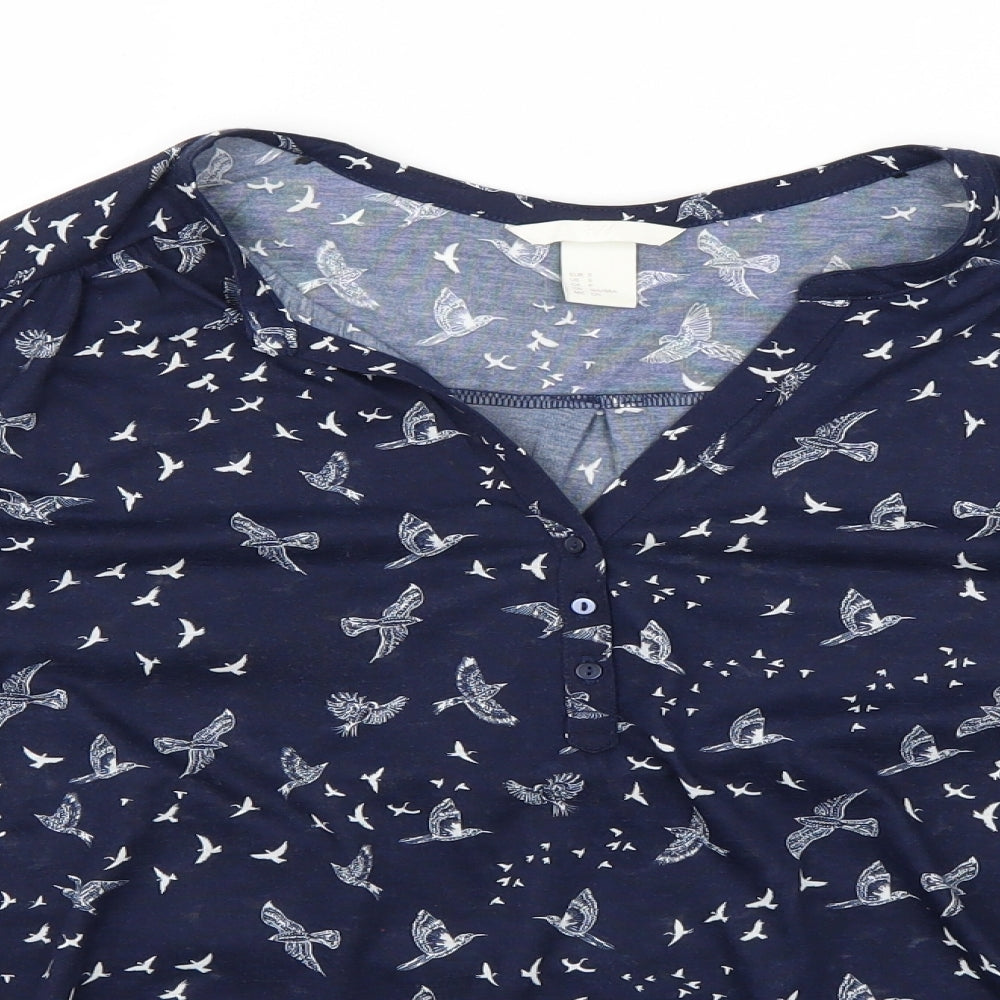 Womens UK Size 6 H&M Blue Basic Blouse