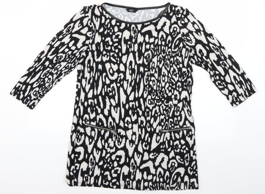 F&F Womens Black Geometric Knit Pullover Jumper Size 14