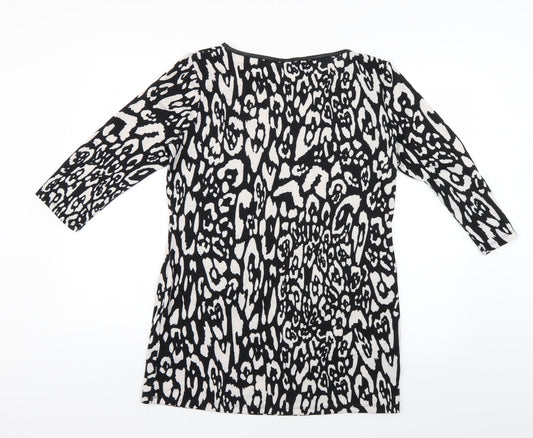 F&F Womens Black Geometric Knit Pullover Jumper Size 14