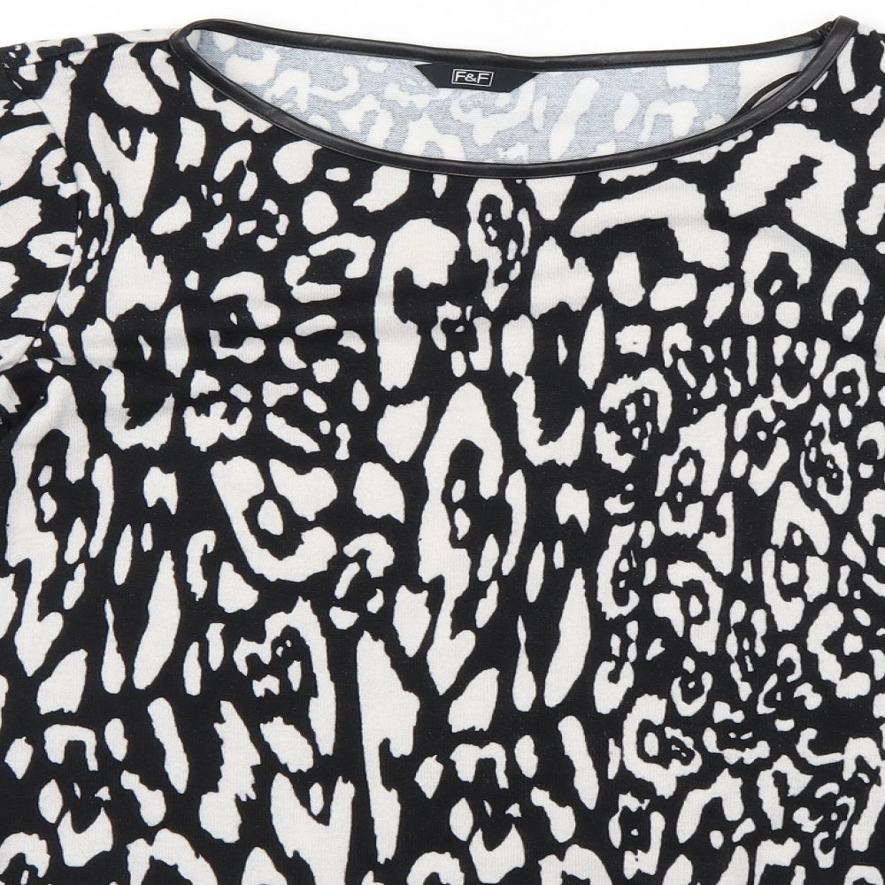 F&F Womens Black Geometric Knit Pullover Jumper Size 14