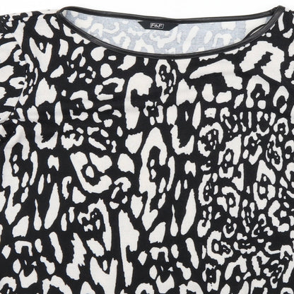 F&F Womens Black Geometric Knit Pullover Jumper Size 14