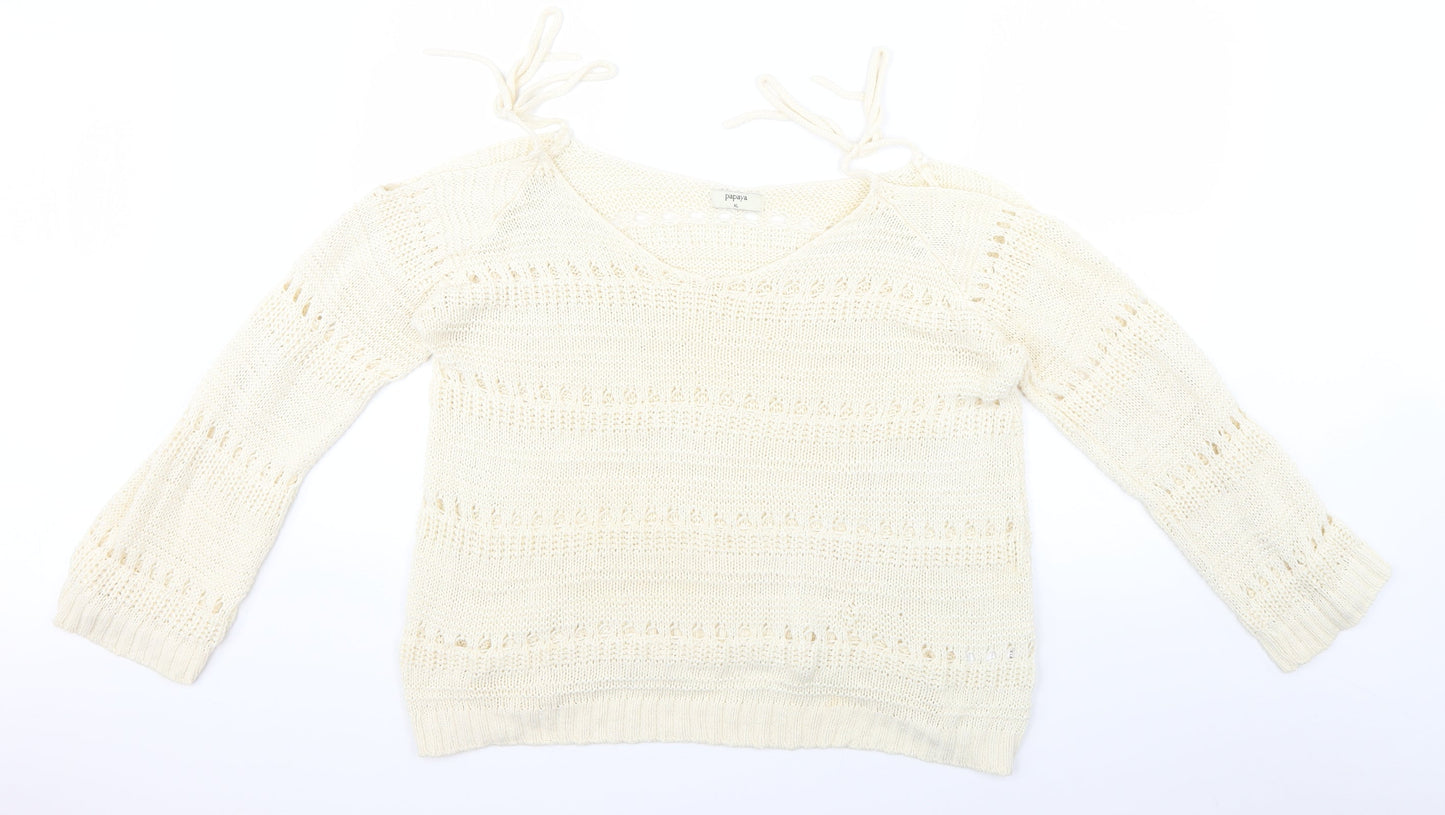 Womens UK Size XL Papaya Beige Pullover Jumper